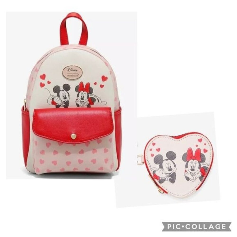 DISNEY HER UNIVERSE Mickey & Minnie Hearts Mini Backpack & Wallet Set